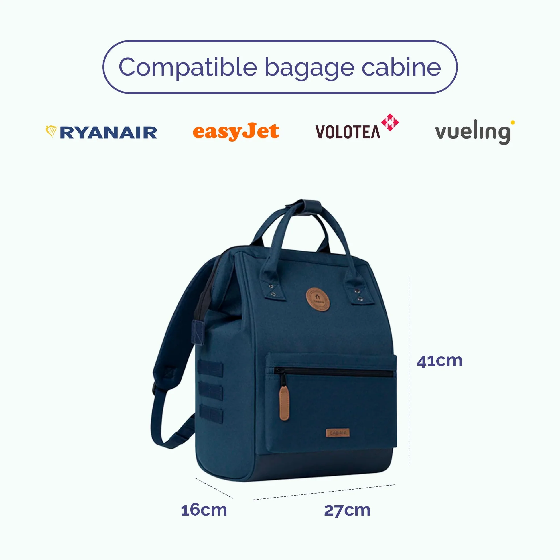 CABAIA - Sac à Dos Adventurer Louisville - Medium 18L - Déperlant - Compartiment Ordinateur Portable 13" - 2 Poches - Certifié Vegan - Sac Voyage, Affaires, École pour Homme et Femme - Marron
