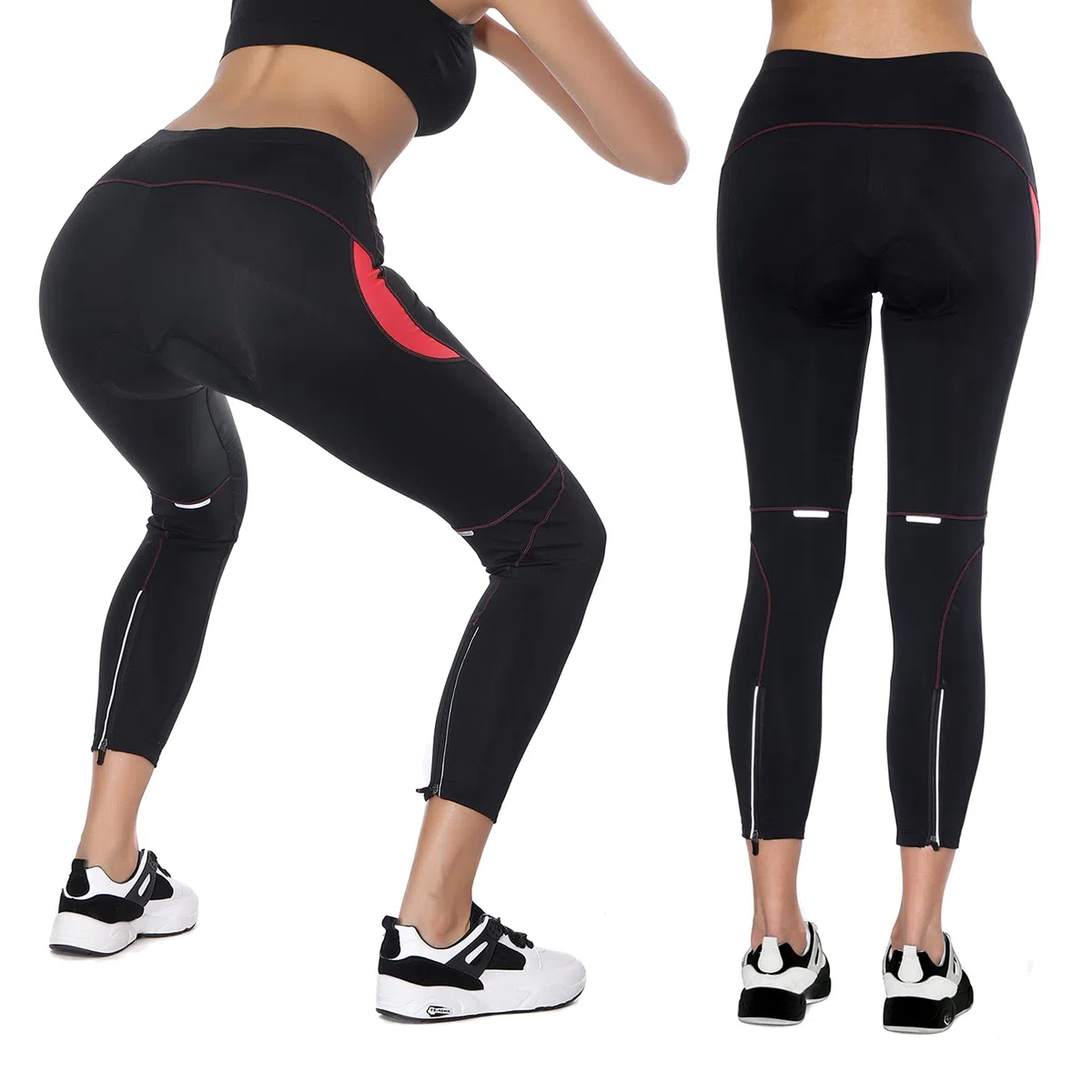 Santic Pantalon Cycliste Femme Rembourré - Velo Longues avec Coussin pour Femme - Parni