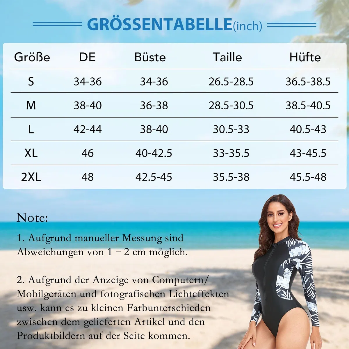 SHAPERIN Femme Maillot de Bain Une Pièce Manches Longues Maillot de Bain Combinaison Surf Rashguard avec Fermeture Éclair