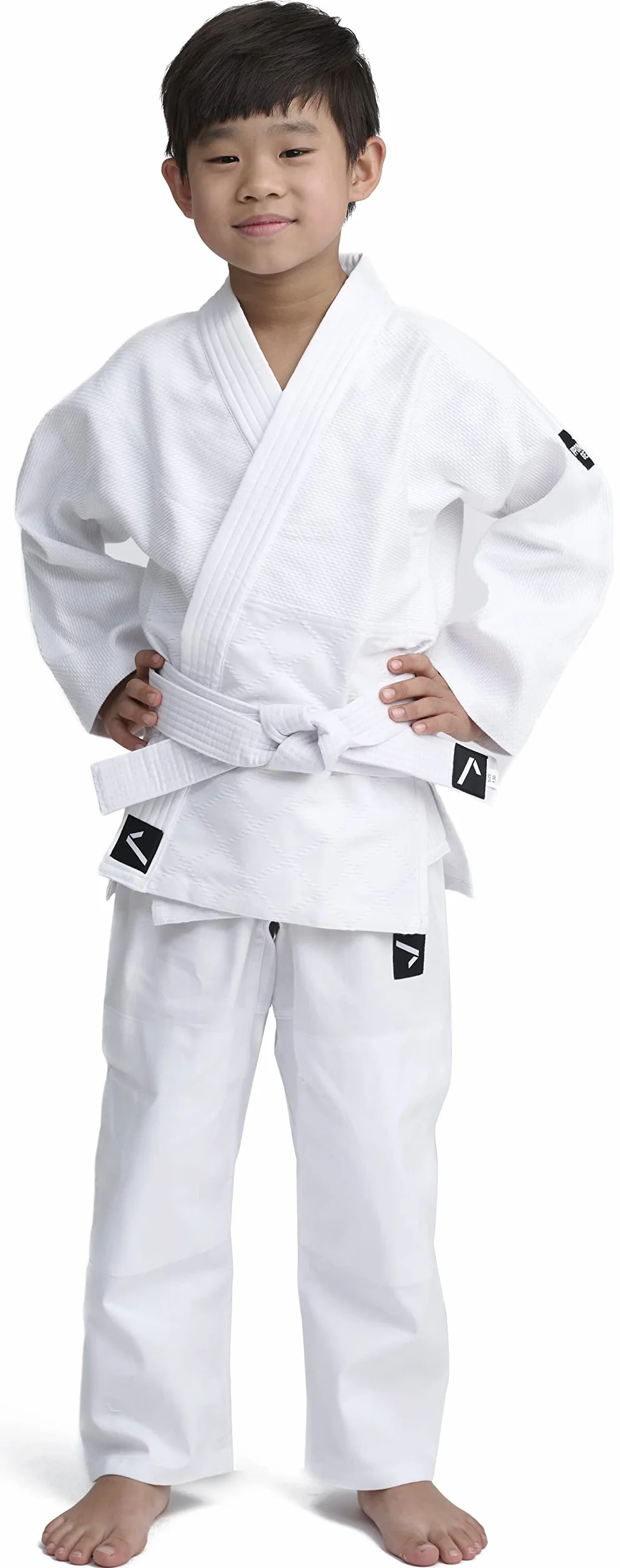 IPPONGEAR Future 2 Combinaison de Judo pour débutants et Enfants Combinaison d'arts Martiaux avec Ceinture (élastique et Cordon de Serrage au Pantalon, densité du Tissu 335gr/m²) Blanc