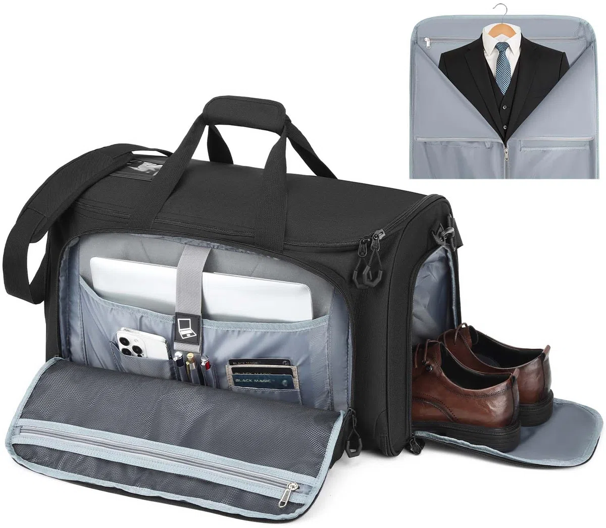 Sac à vêtements convertible unisexe pliable 2 en 1 Sac de voyage Bagage à main pour affaires, sport, week-end