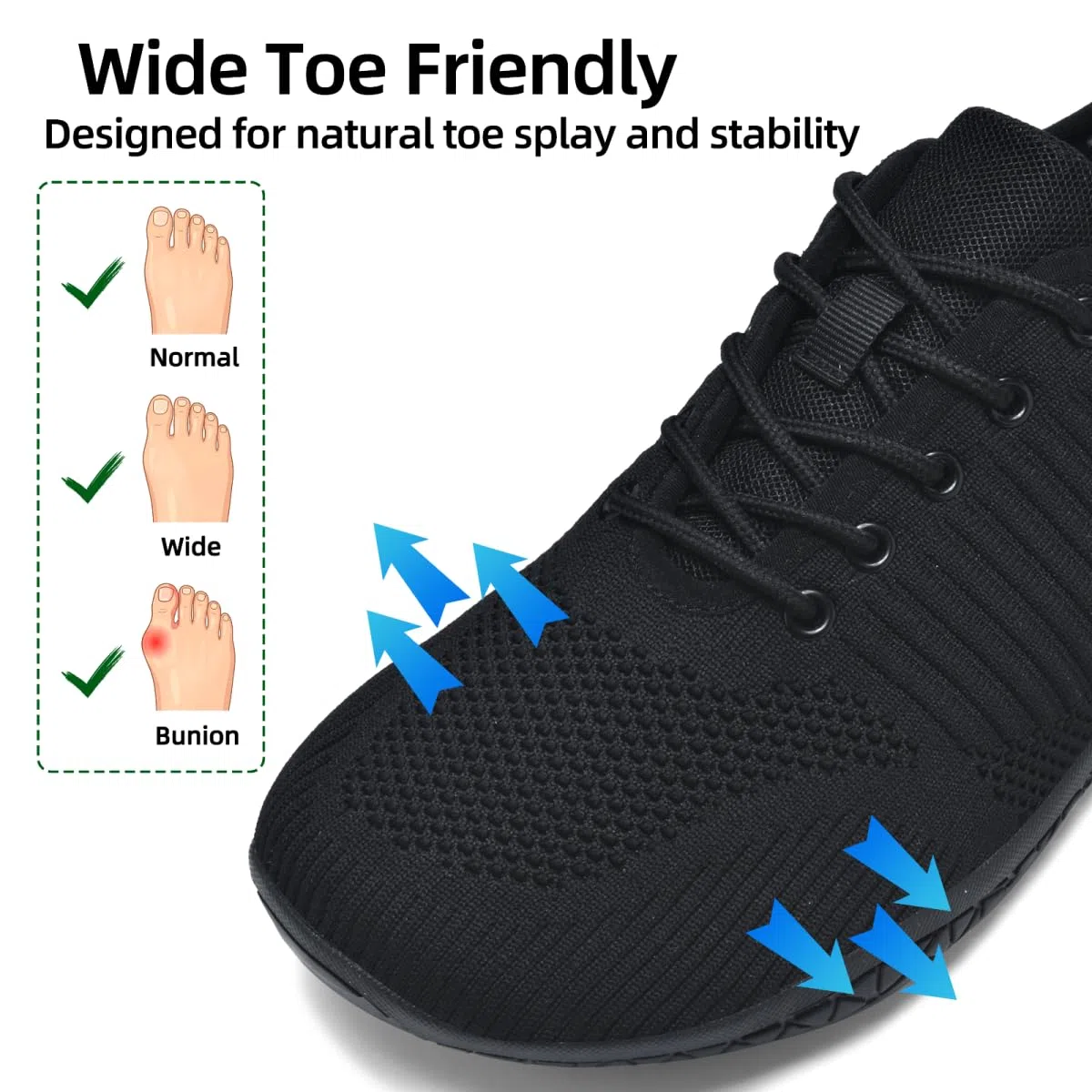 Unisex Chaussures Barefoot Minimalistes Bout Large Tige Respirante et Semelle Antidérapante Plate Légère 37-48