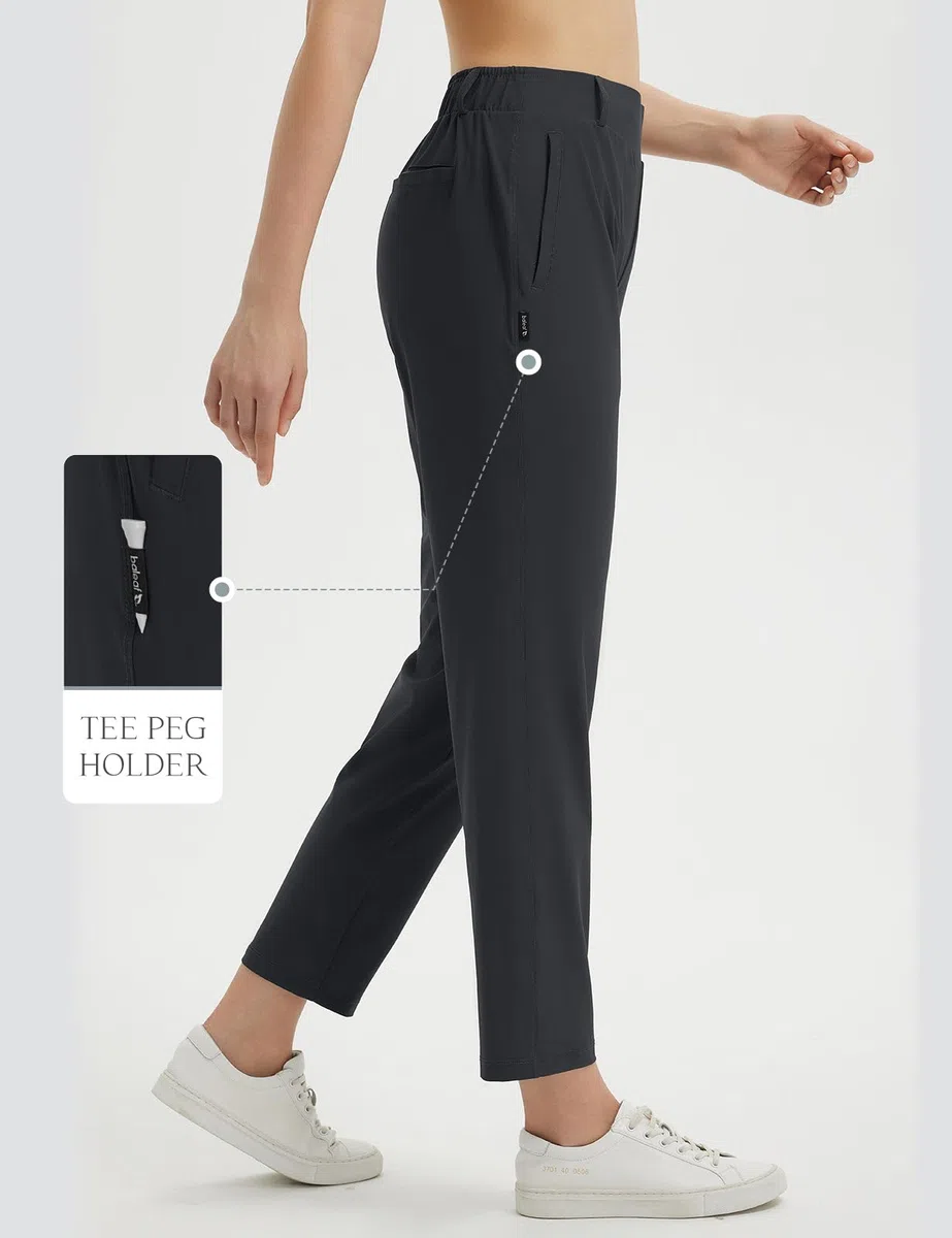 baleaf Pantalon de golf pour femme avec passants de ceinture, poches zippées, extensible, pour voyage, travail, affaires, décontracté, UPF 50+