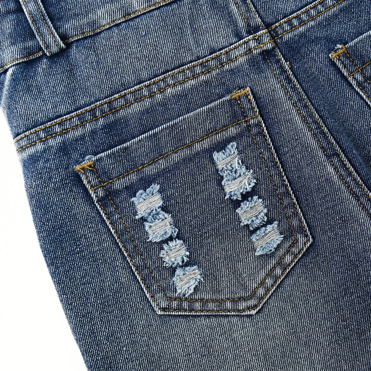 KIDSCOOL SPACE Bébé & Petites Filles/Garçons Big Bib Pocket Stone Washed Ripped Denim Salopette