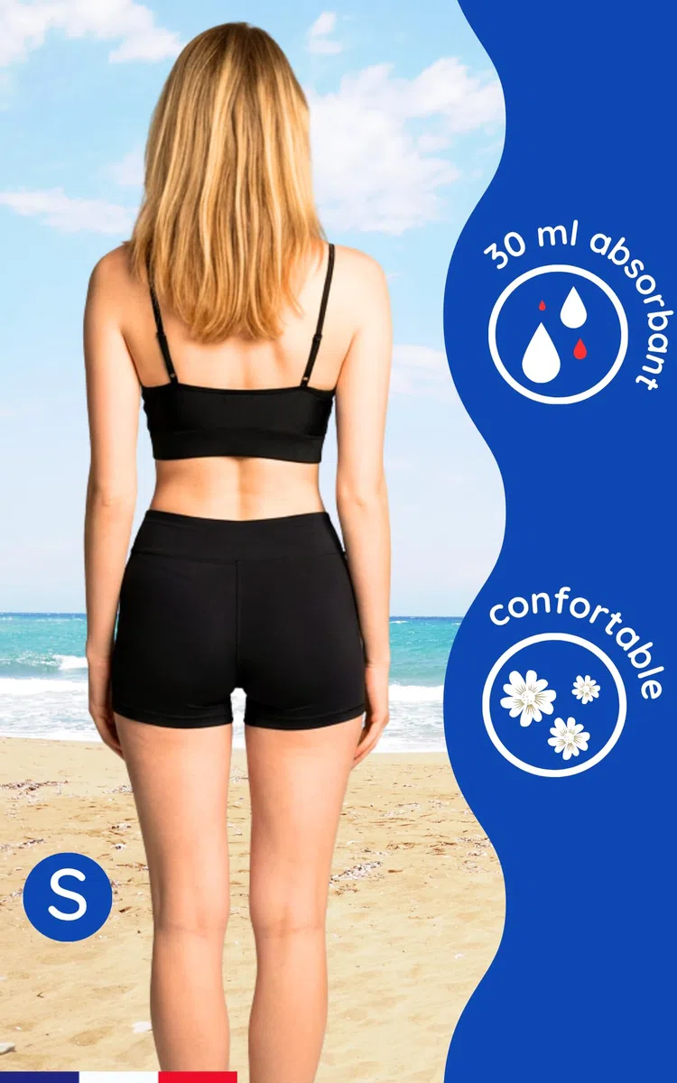 NoBlood - Boxer de Bain Menstruel Taille Haute XXS-XXL, Short Lavable
