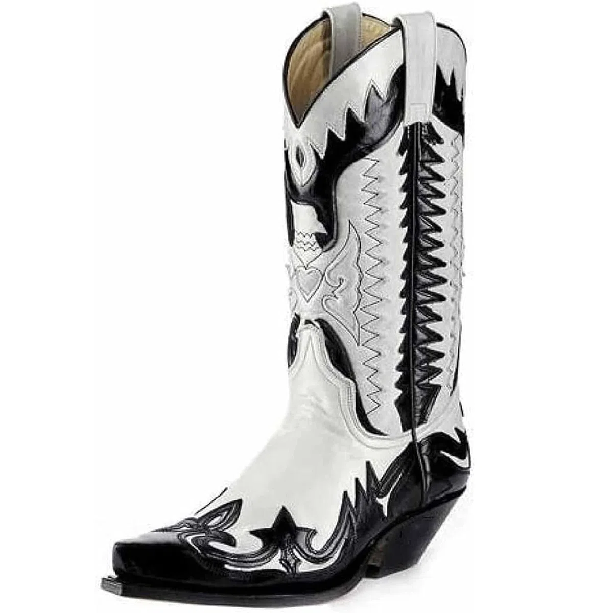DJFOG Bottes de Chevalier pour Hommes, Bottes de Motard brodées, Bottes Hautes Vintage, Style Cowboy Occidental, Bottes de Moto à Bout Pointu