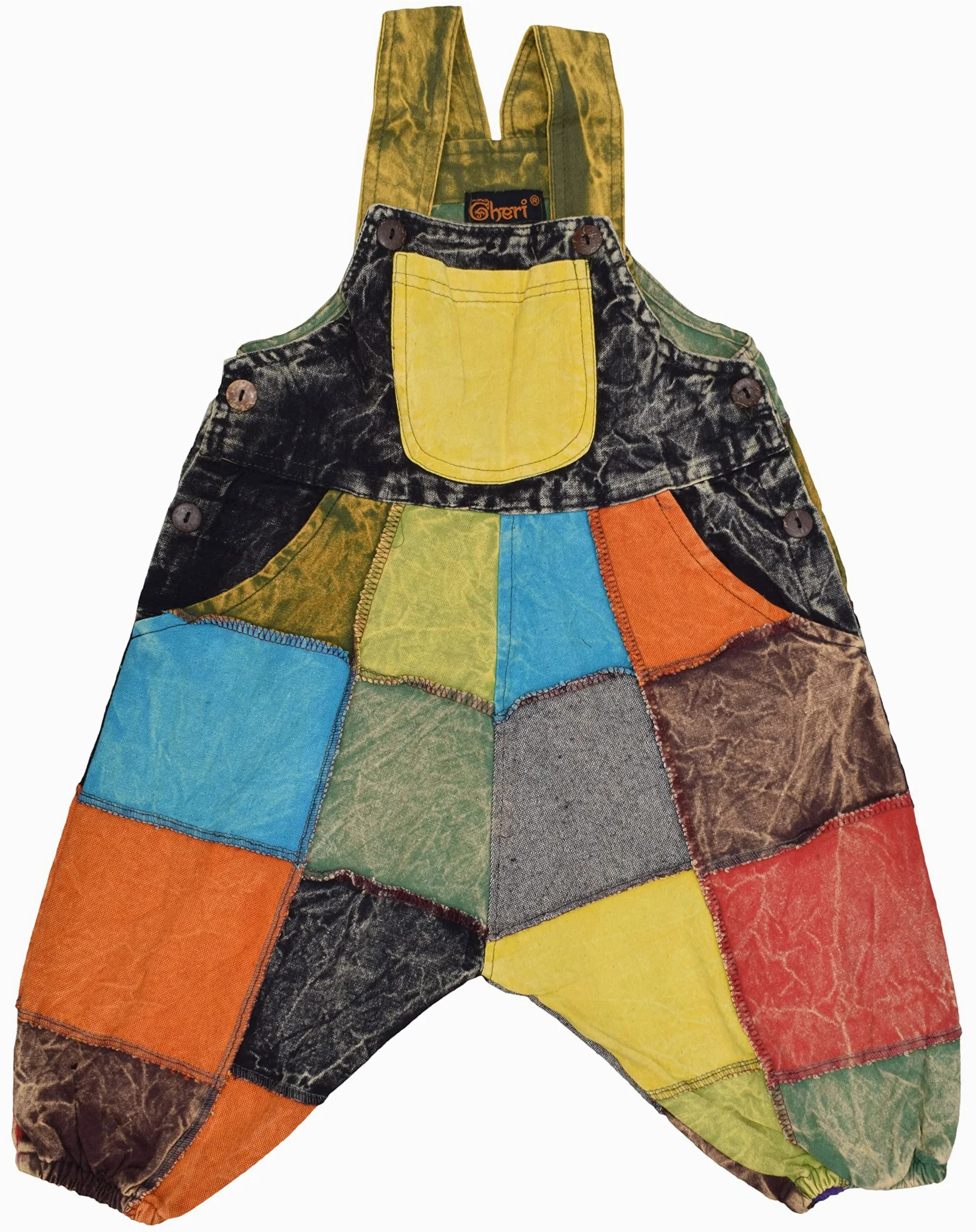 Gheri Salopette sarouel en coton pour enfants Motif patchwork coloré