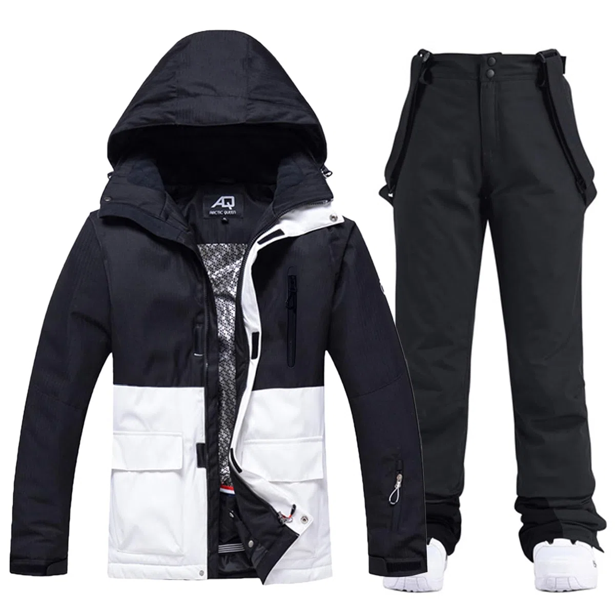 ALSOGO Ensemble veste de ski et pantalon de ski pour femme - 2 pièces - Combinaison de neige imperméable et chaude - Veste d'hiver avec capuche amovible pour le ski, le snowboard, la neige - Pantalon