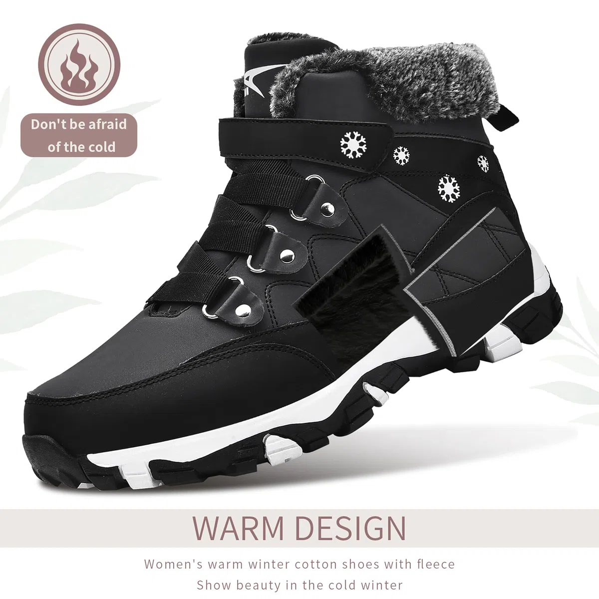 ASHION Femmes Bottes de Randonnée d'Hiver Chaudement Fourrées Neige