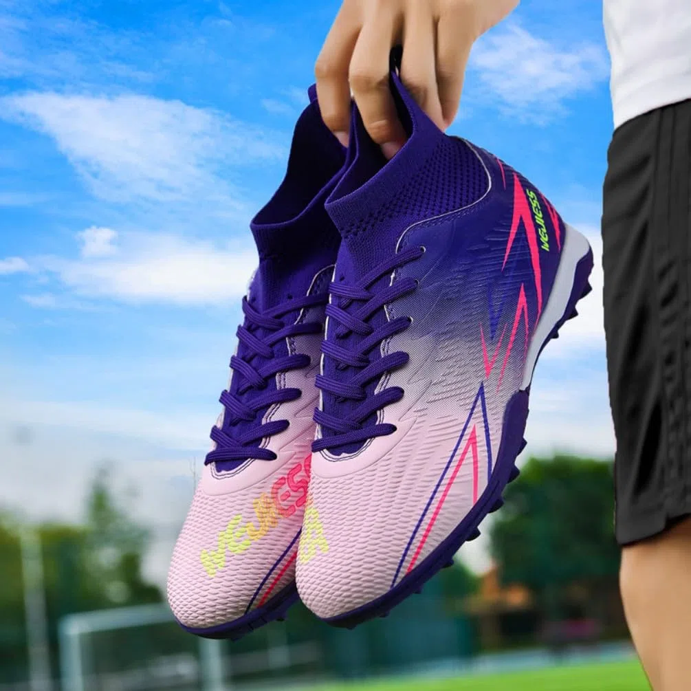 Chaussures de Foot TF, Hommes, Design Chaussette Haute Tricot, Léger Respirant, Couleurs Stylées, Adhérence Supérieure, Entraînement Match Football Indoor/Outdoor