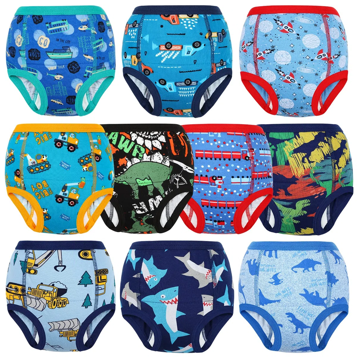 Culotte Apprentissage Propreté Garcon Coton Absorbant Lavable 10 Paquets Bleu-a 6 ans