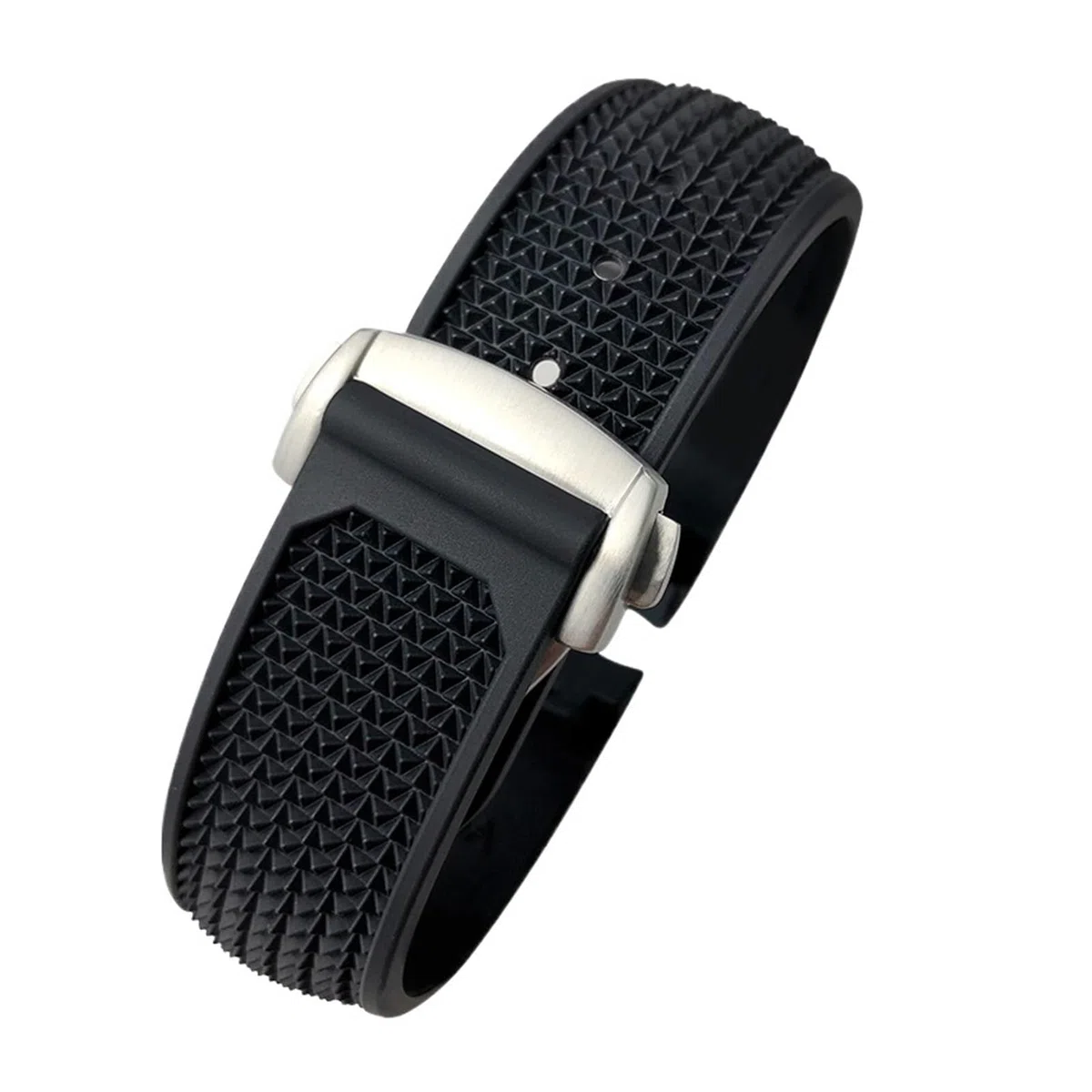 Bracelet de Montre en Caoutchouc et Silicone 20 mm, 21 mm, 18 mm, 19 mm, Compatible avec Les Montres Omega Speedmaster, avec Boucle déployante en Acier(Black Black Black,20mm)