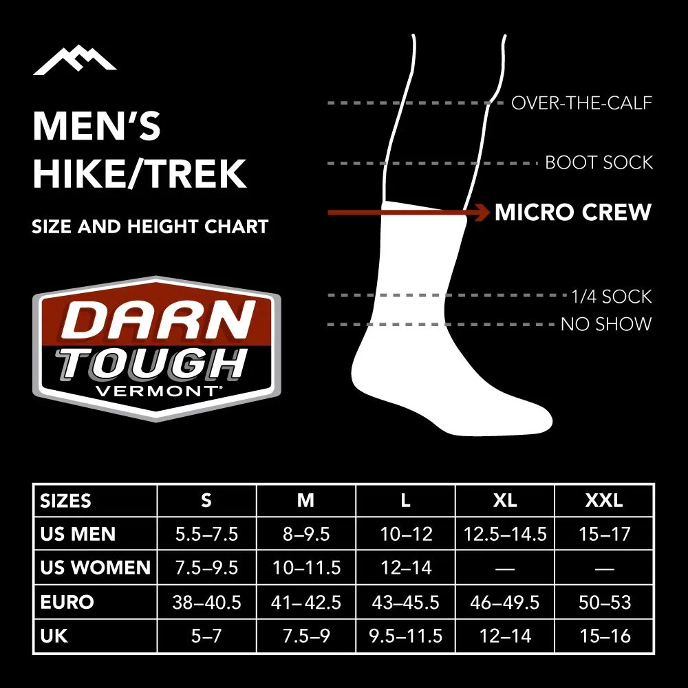 Darn Tough Light Hiker Micro Crew Light Cushion Light Hiker Micro Crew léger avec coussin Homme