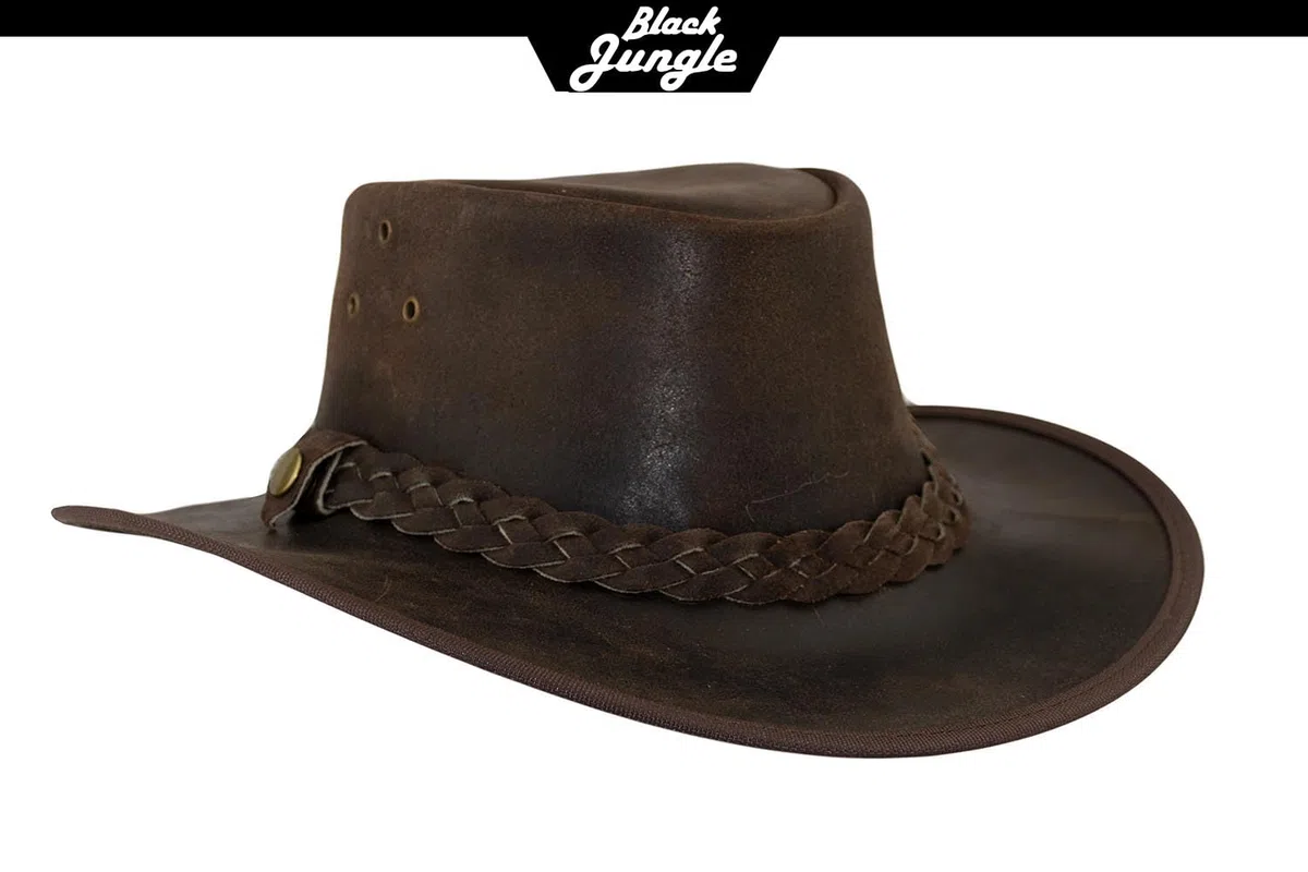 Black Jungle - Bulat Chapeau en Cuir Western Chapeau de Cow-Boy Australien