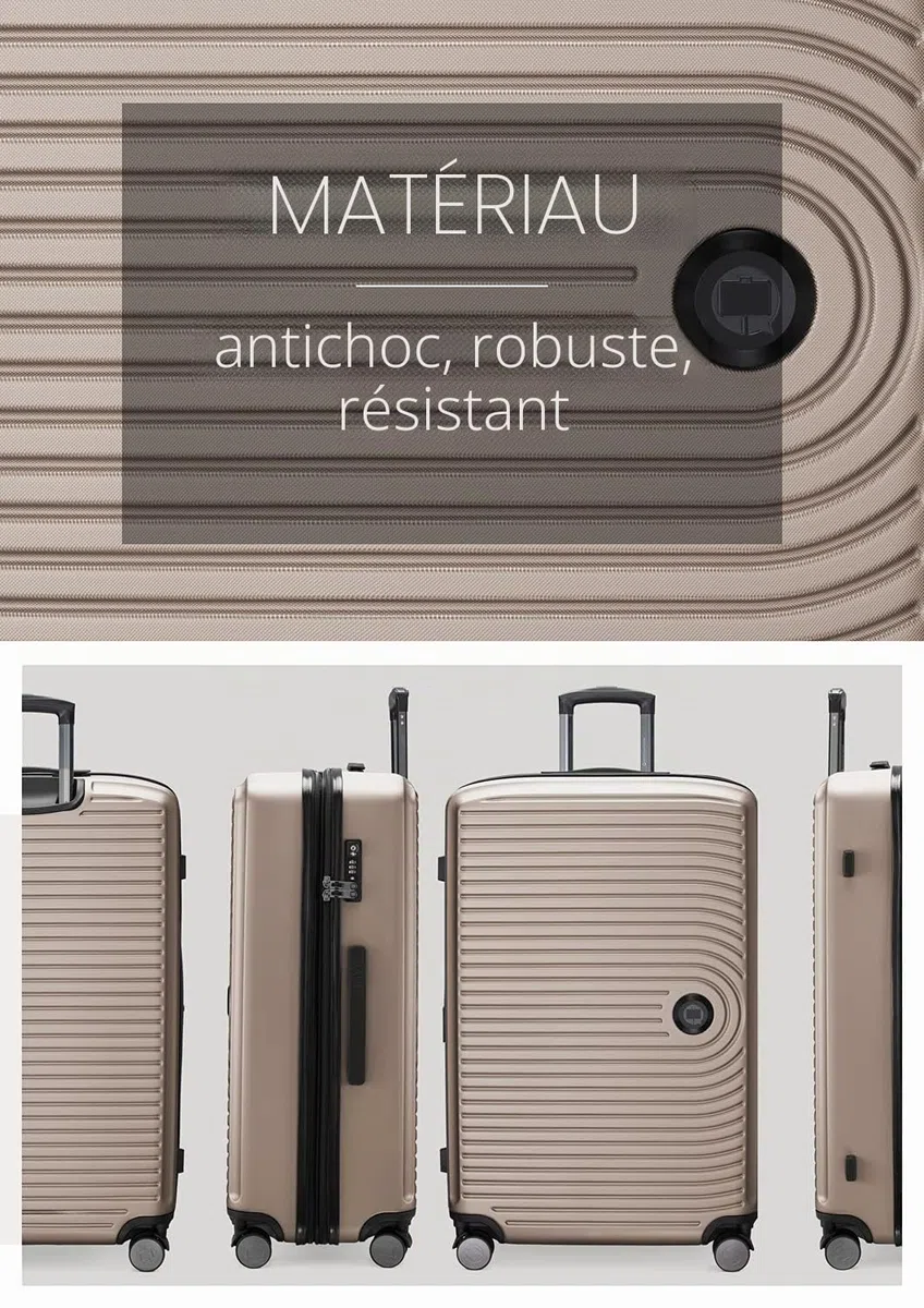 Hauptstadtkoffer - Mitte - Grande Valise Rigide, Trolley, Valise, TSA, 4 roulettes, Bagage en soute avec Extension de Volume de 8 cm, 77 cm, 130 litres, Champagne