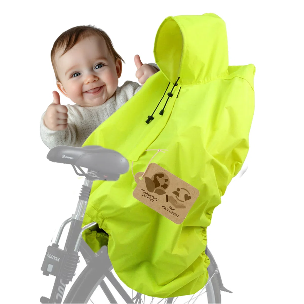 BambiniWelt by Rafael K. Cape de pluie REGENPONCHO pour siège vélo pour enfant Siège vélo Römer Bandes réfléchissantes Protection anti-pluie universelle