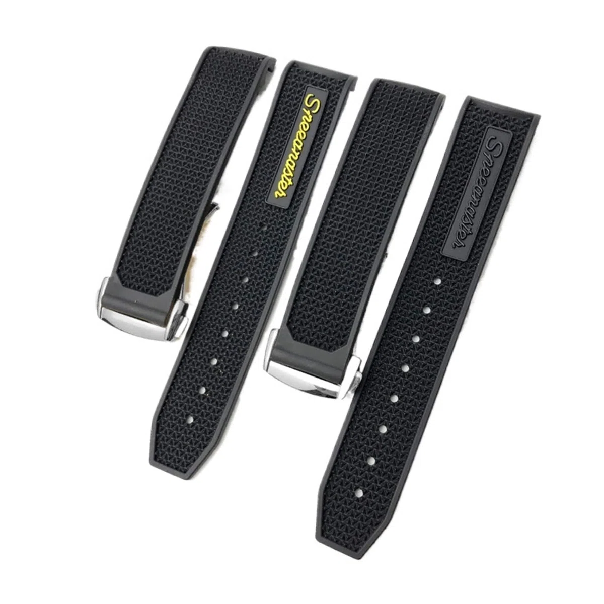 Bracelet de Montre en Caoutchouc et Silicone 20 mm, 21 mm, 18 mm, 19 mm, Compatible avec Les Montres Omega Speedmaster, avec Boucle déployante en Acier(Black Black Black,20mm)