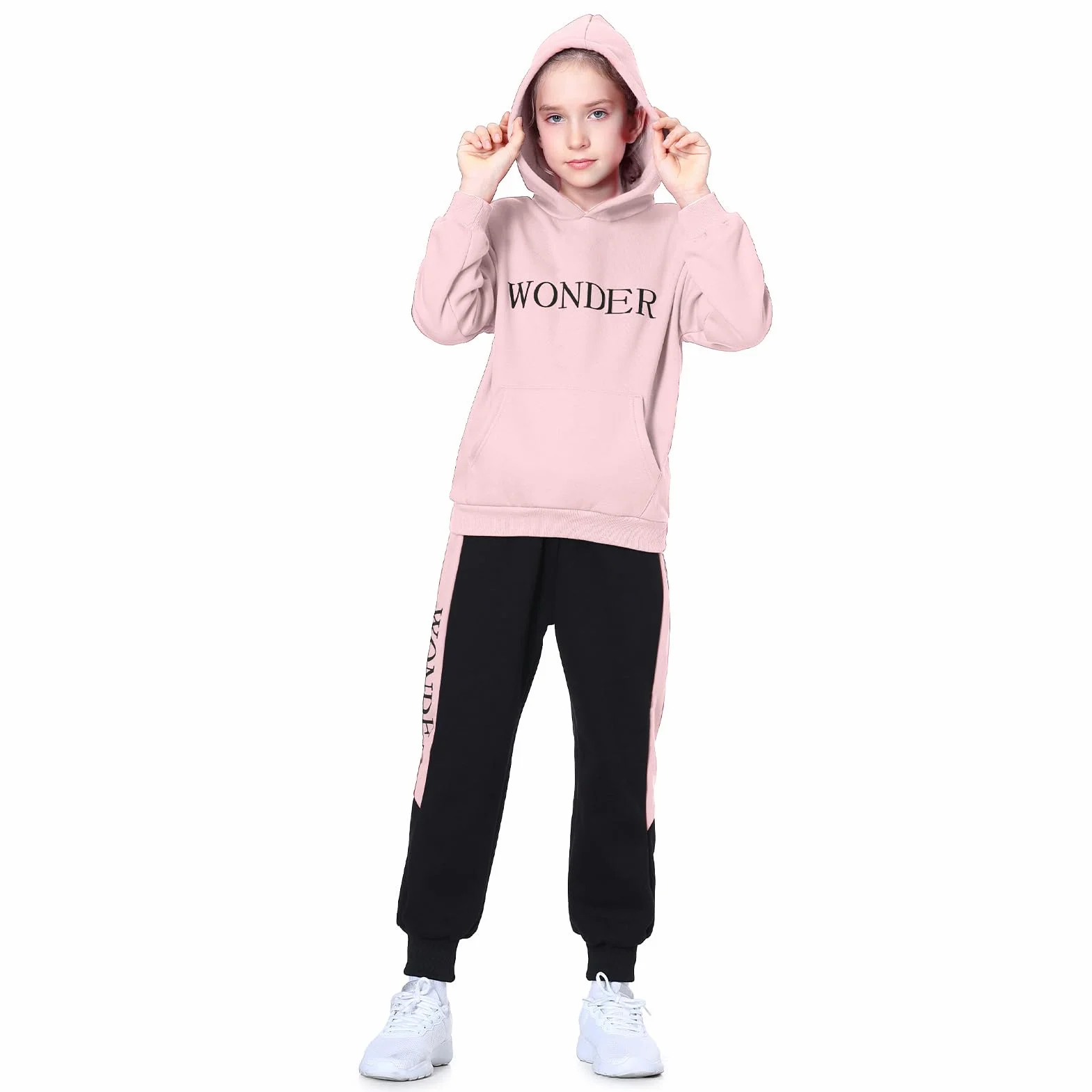 Survêtement Ensemble Fille Costumne Sport Jogging Sweat-Shirt Encapuchonné Pull + Pantalon de Sport Hoodies 2 Pièces Vêtement d'automne Printemps