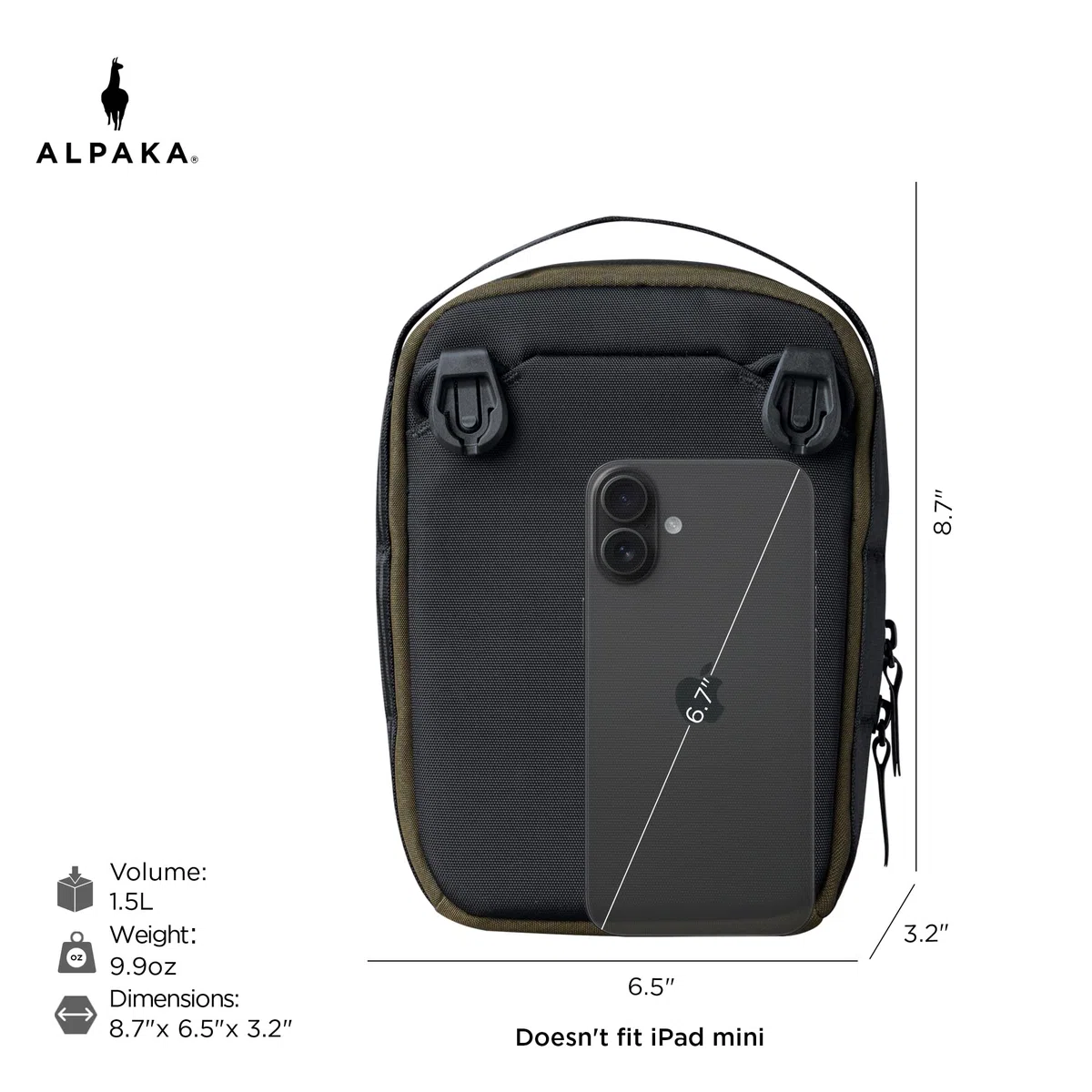 ALPAKA Metro Sling V2 – Sac Bandoulière Compact EDC Déperlant avec Attache-Clés MOD, 6 Poches, Sangle Réglable