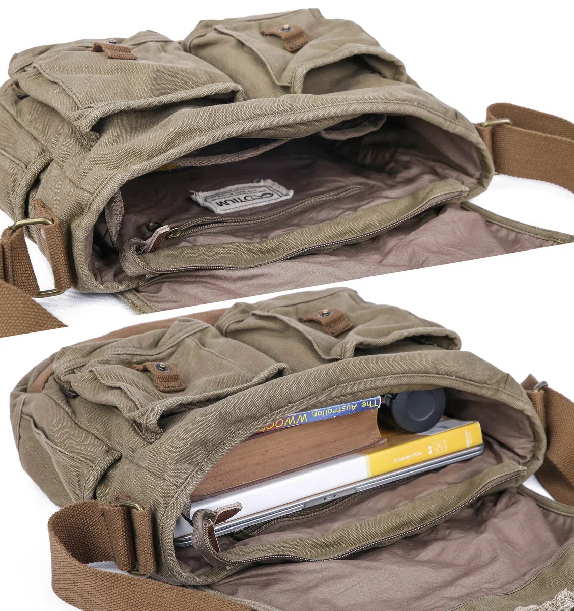 GOOTIUM Sac messager en toile vintage style bohème effiloché