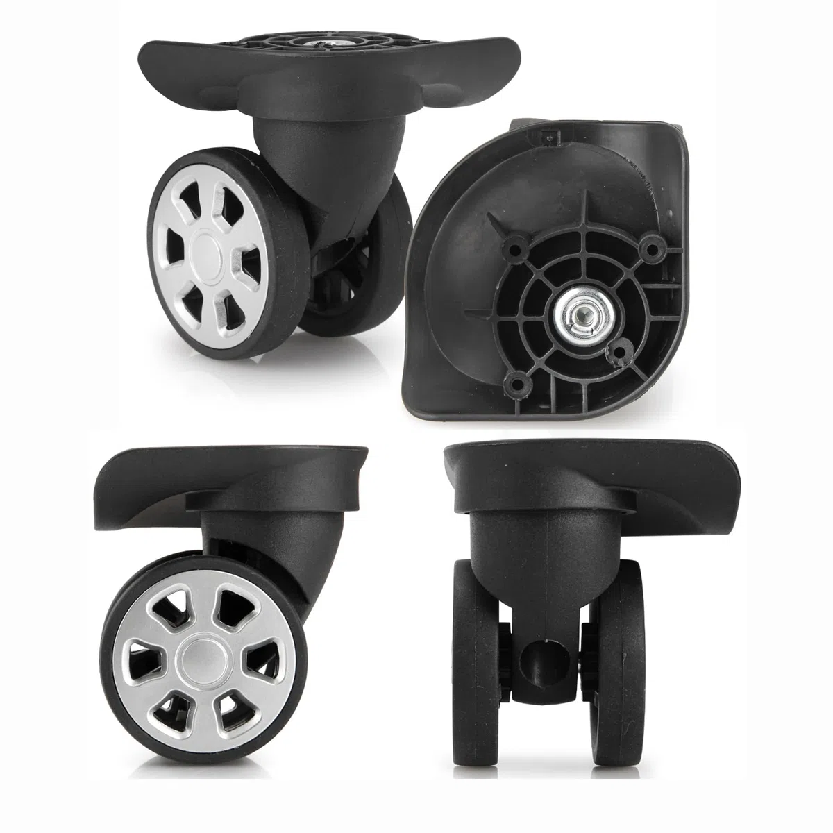 Roue de Remplacement Valise, 2 Paires de Roues de Rechange pour les Bagages Roulette Valise Remplacement avec 4 Trous de Vis