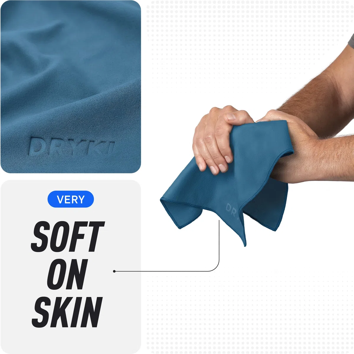 DRYKI Mouchoirs absorbant la transpiration – Mouchoirs en microfibre originaux pour évacuer la transpiration des mains, du visage et du corps
