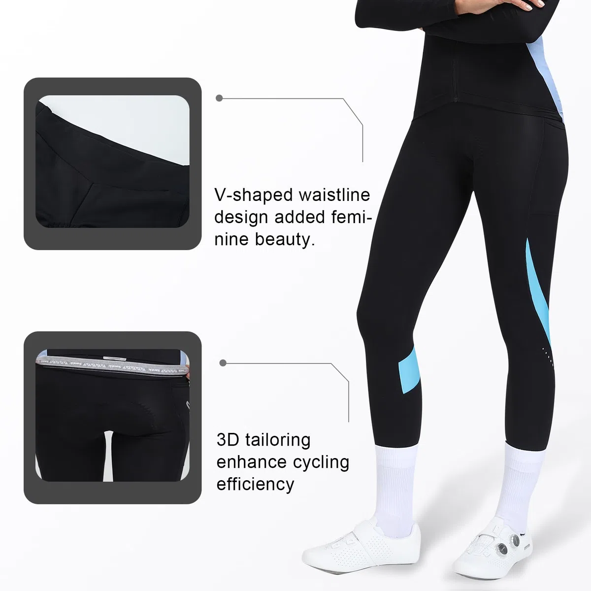 Santic Pantalon Cycliste Thermique d'hiver pour Femmes Pantalon Cycliste Pantalon Legging à Haute Densité Haute élasticité et Rembourrage en Mousse 4D Respirante