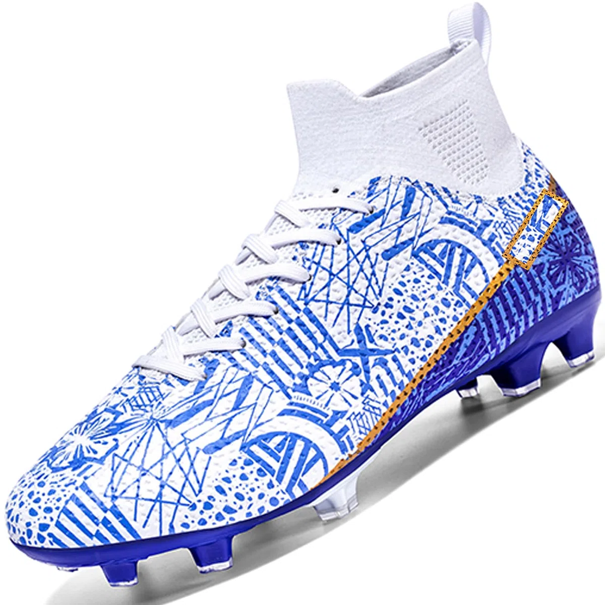 Donbest Chaussures de Football Homme Crampons Enfant Chaussure de Foot Spike pour Garçon High Top Chaussures de Sport en Plein Air Athlétisme Compétition