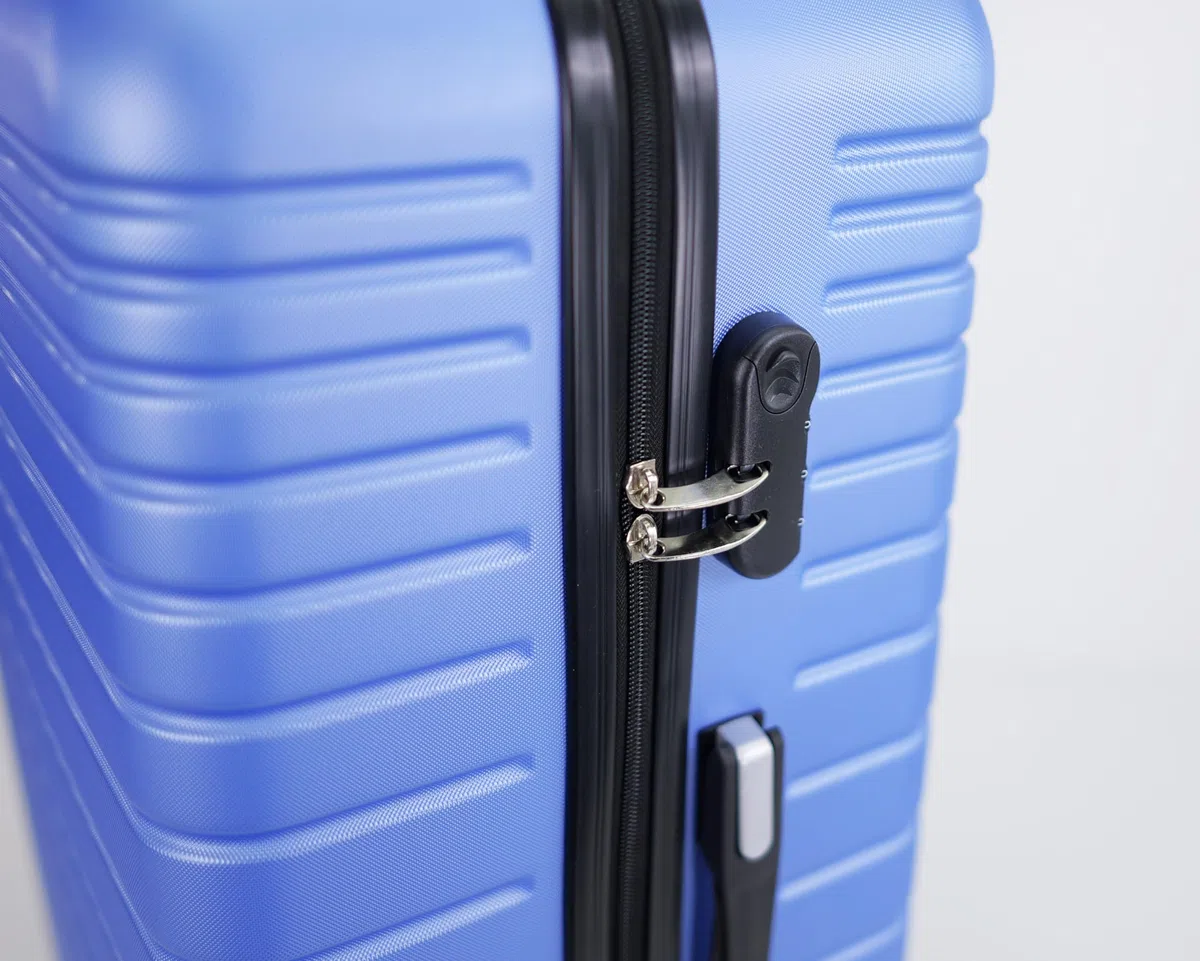 Valise Rigide VR611B roulettes Double Rapport Qualité/Prix (Bleu Argenté (Blue, M-SOUTE-68L-3.1Kg-47x27x67cm)