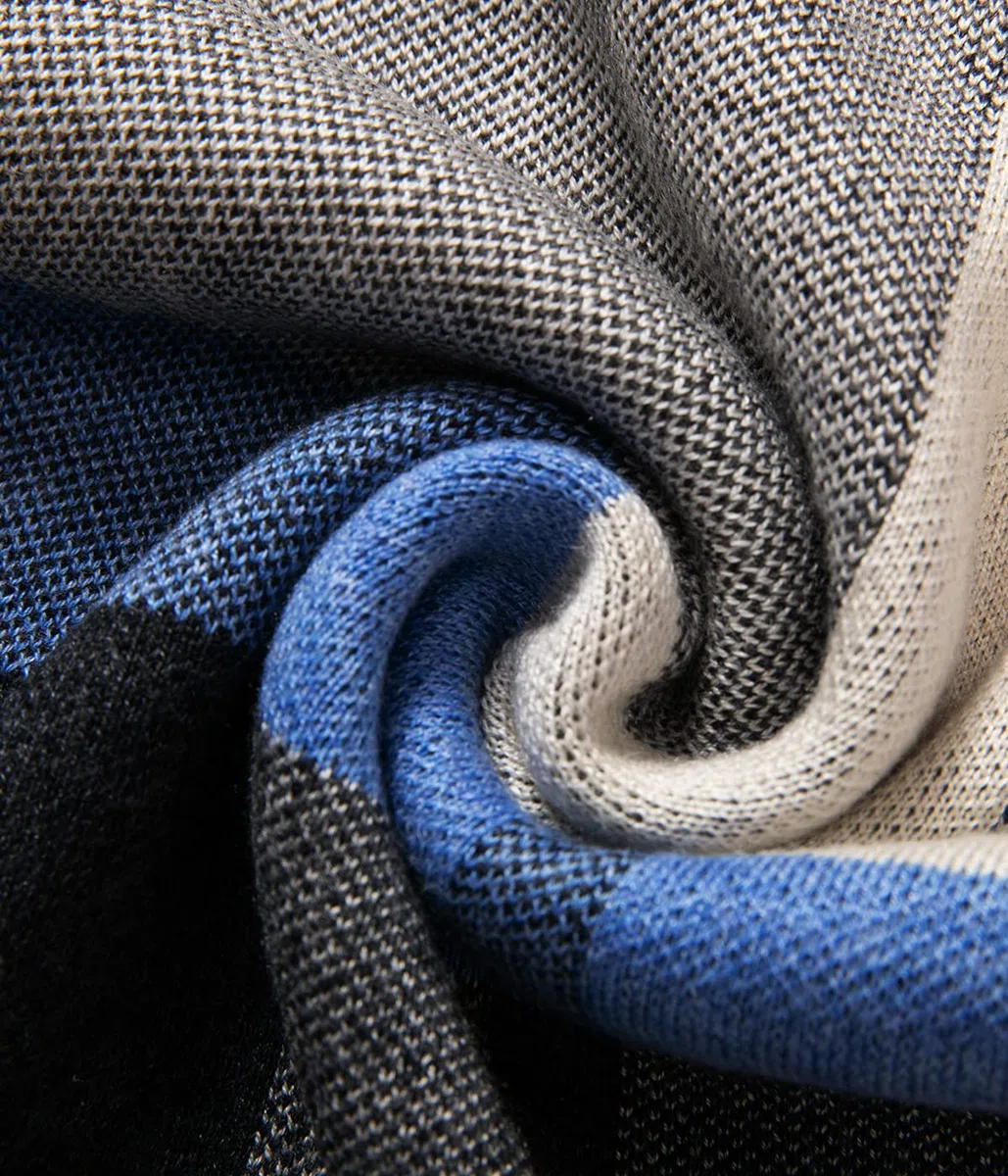 Villand Écharpe Tricotée Tartan en Laine Mérinos Australienne pour Hommes, Plaid Hiver Chaud Épais Doux Cravates avec Boîte Cadeau, 30CM W x 180CM L