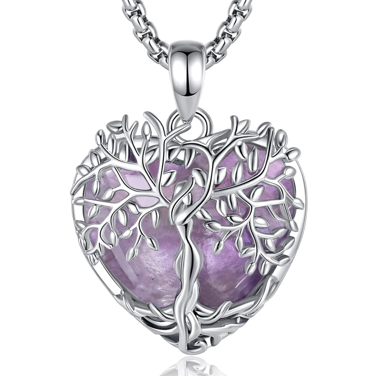 AEONSLOVE Collier Arbre de Vie avec Cristal pour Femme Pendentif Arbre de Vie avec Améthyste Malachite Collier Cristal de Guérison Pendentif Pierre de Lune Obsidienne Bijoux en Turquoise