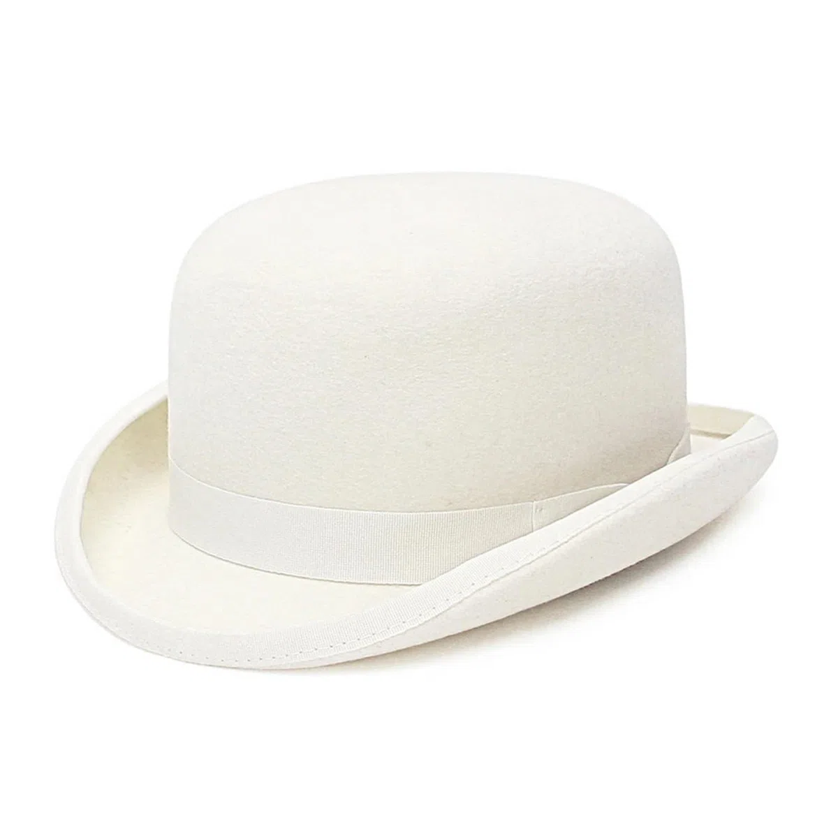 Chapeau melon en feutre blanc for homme/femme, doublé de satin, for soirée, costume formel, casquette de magicien Pour les Fêtes, au Quotidien(S(55cm))