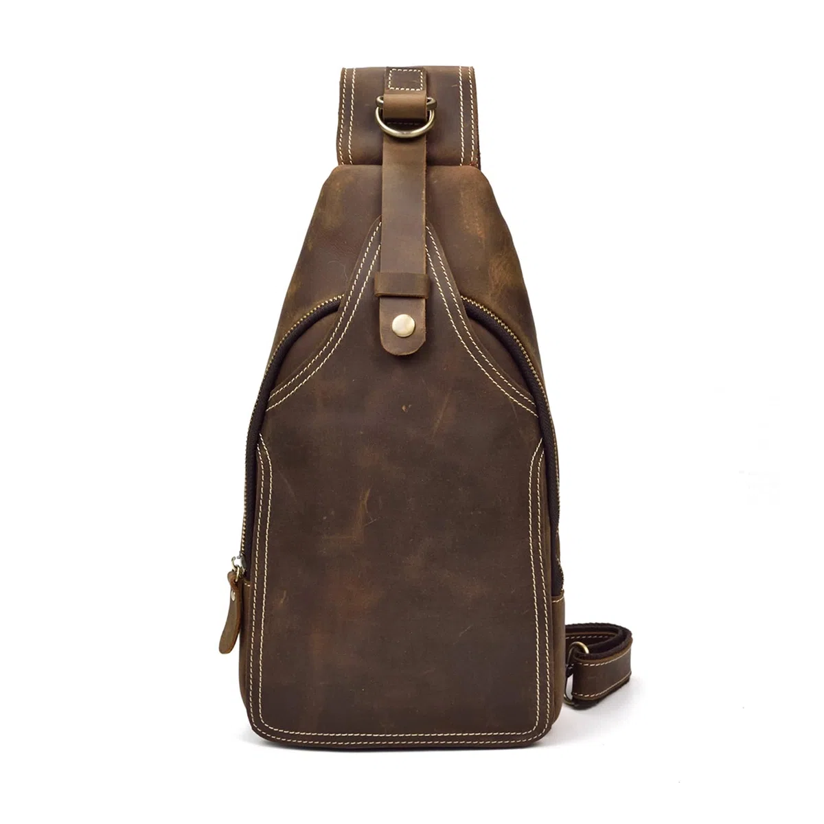 LUUFAN Men's Genuine Leather Sling Bag Chest Shoulder Backpack Crossbody Bag for Casual Sport Hiking Travel