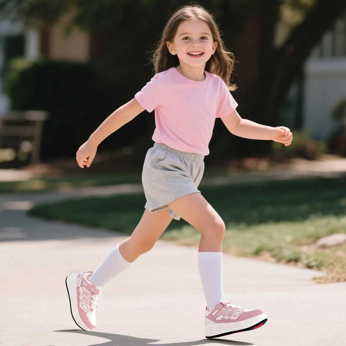 Basket Roller Rétractable Enfant, Chaussures à Roulettes 4 Roues pour Garçons et Filles, Intérieur Extérieur