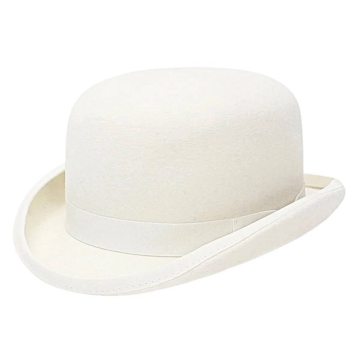Chapeau Melon en Feutre de Laine Blanc for Hommes/Femmes, doublé en Satin, à la Mode, Costume Fedora Formel, Casquette de Magicien Simple Chapeau de Dôme(M(57cm))