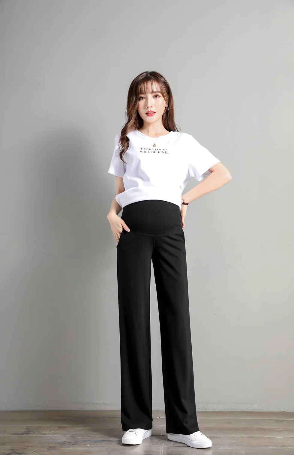 Pantalon de maternité Pantalon Slim Jambe Large Ceinture Ajustable Mode Confortable