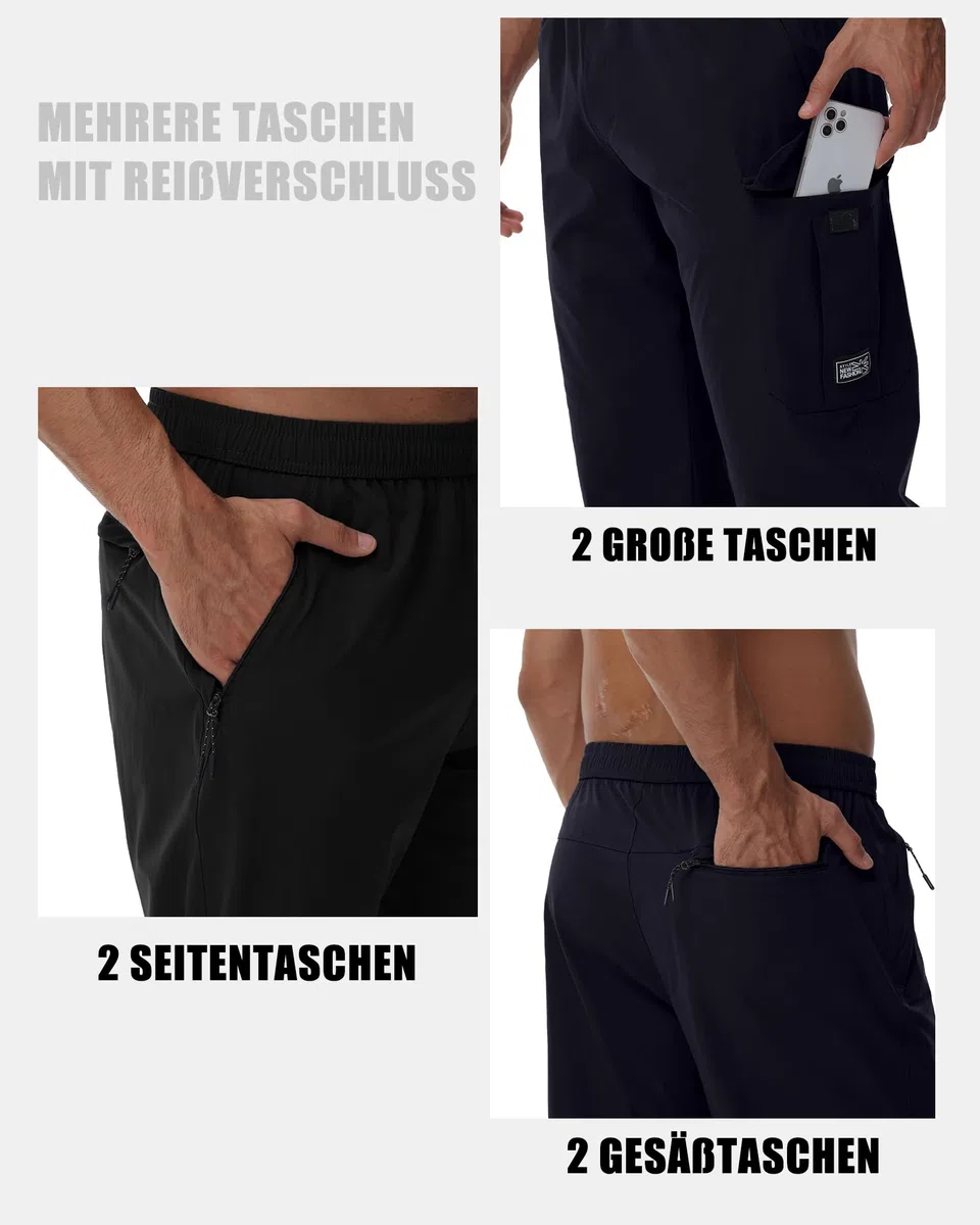 NANAMEEI Short 3/4 pour homme - Imperméable - Cargo - Pantalon de randonnée - Stretch - Pantalon de trekking - Pantalon d'été - Serren