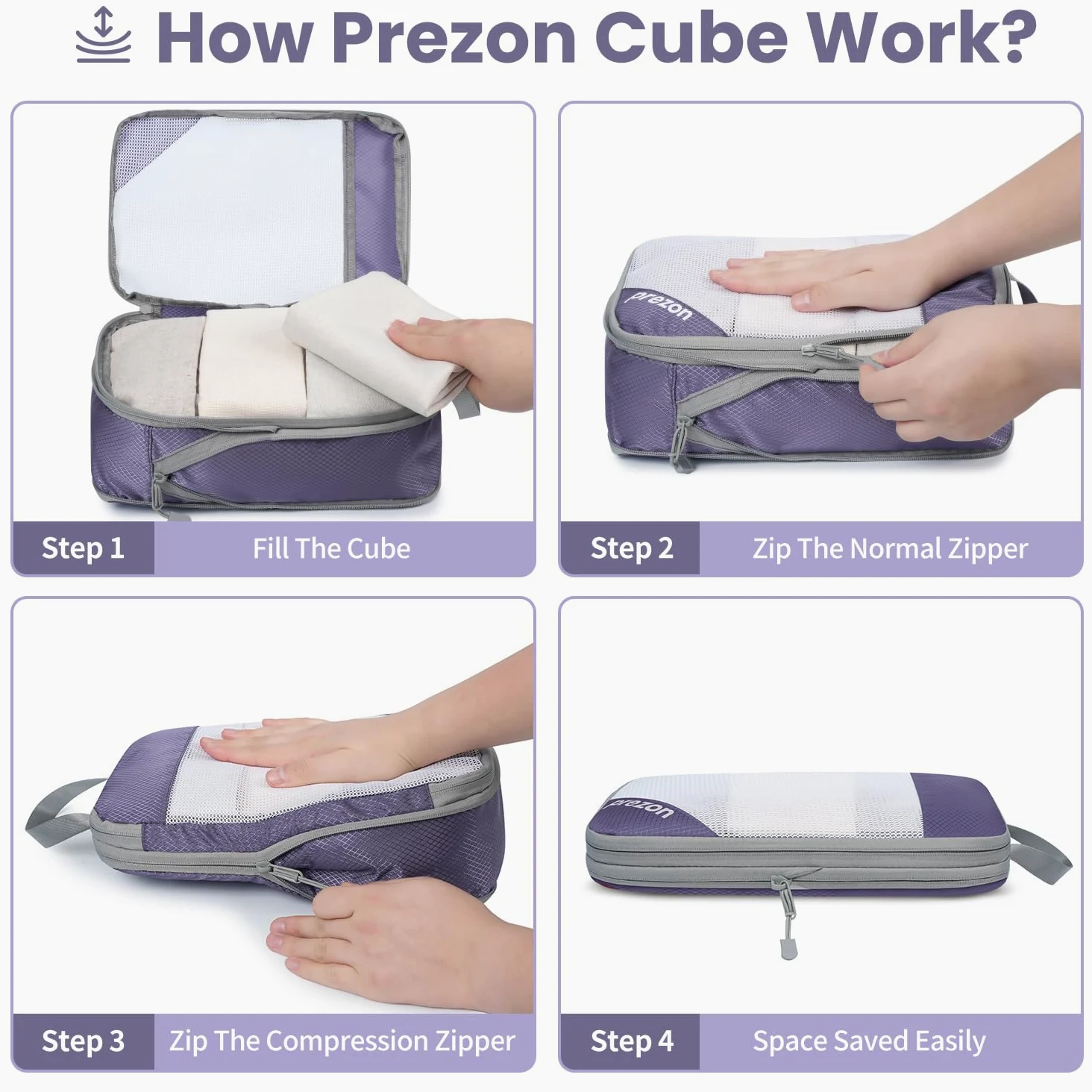Versatile 6-Set Compression Hollow Packing Cubes, Conception en maille transparente, Peu encombrant et léger, Organiseur de bagages portable et durable, Indigo