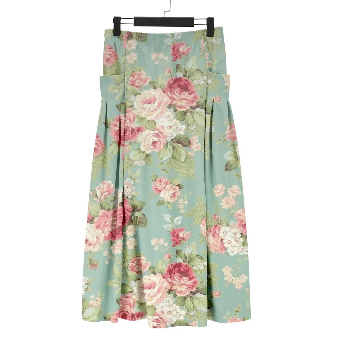 Jupe imprimée en lin pour femme - Robe décontractée tendance - Jupe à taille élastique avec poche - Motif floral - Jupe de maternité grande taille pour femmes et filles - À porter à la maison ou
