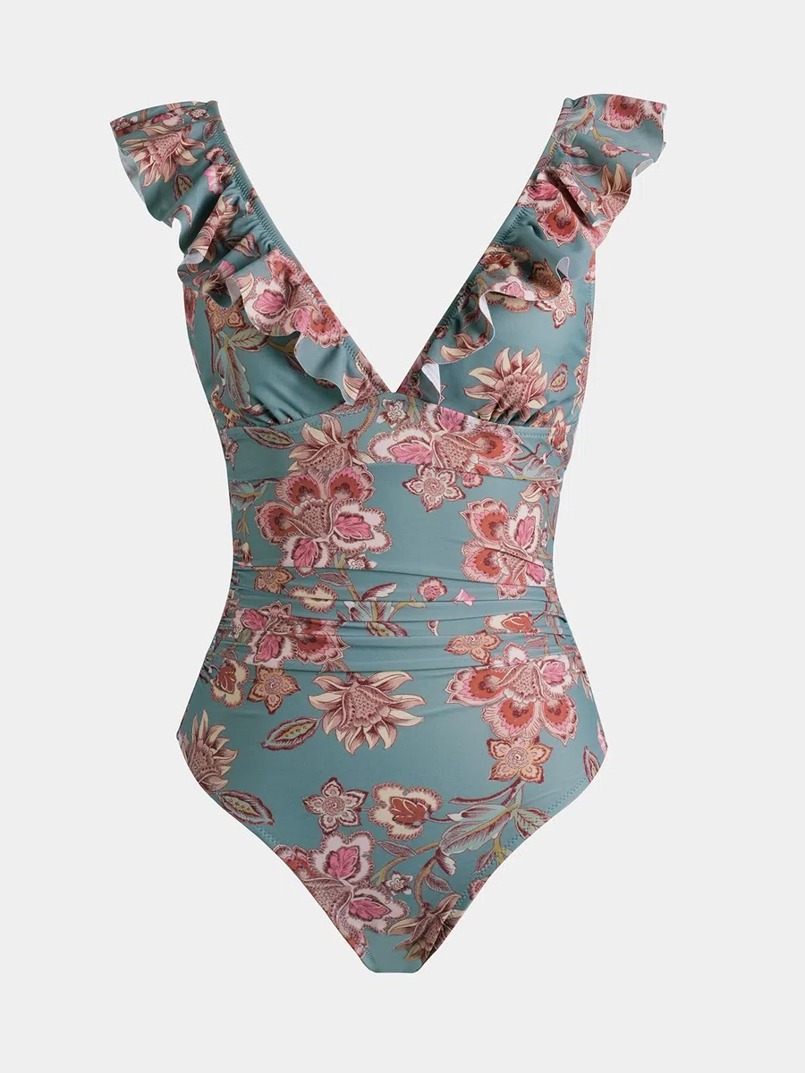 CUPSHE Maillot de Bain Une pièce à Lacets et col en V pour Femme