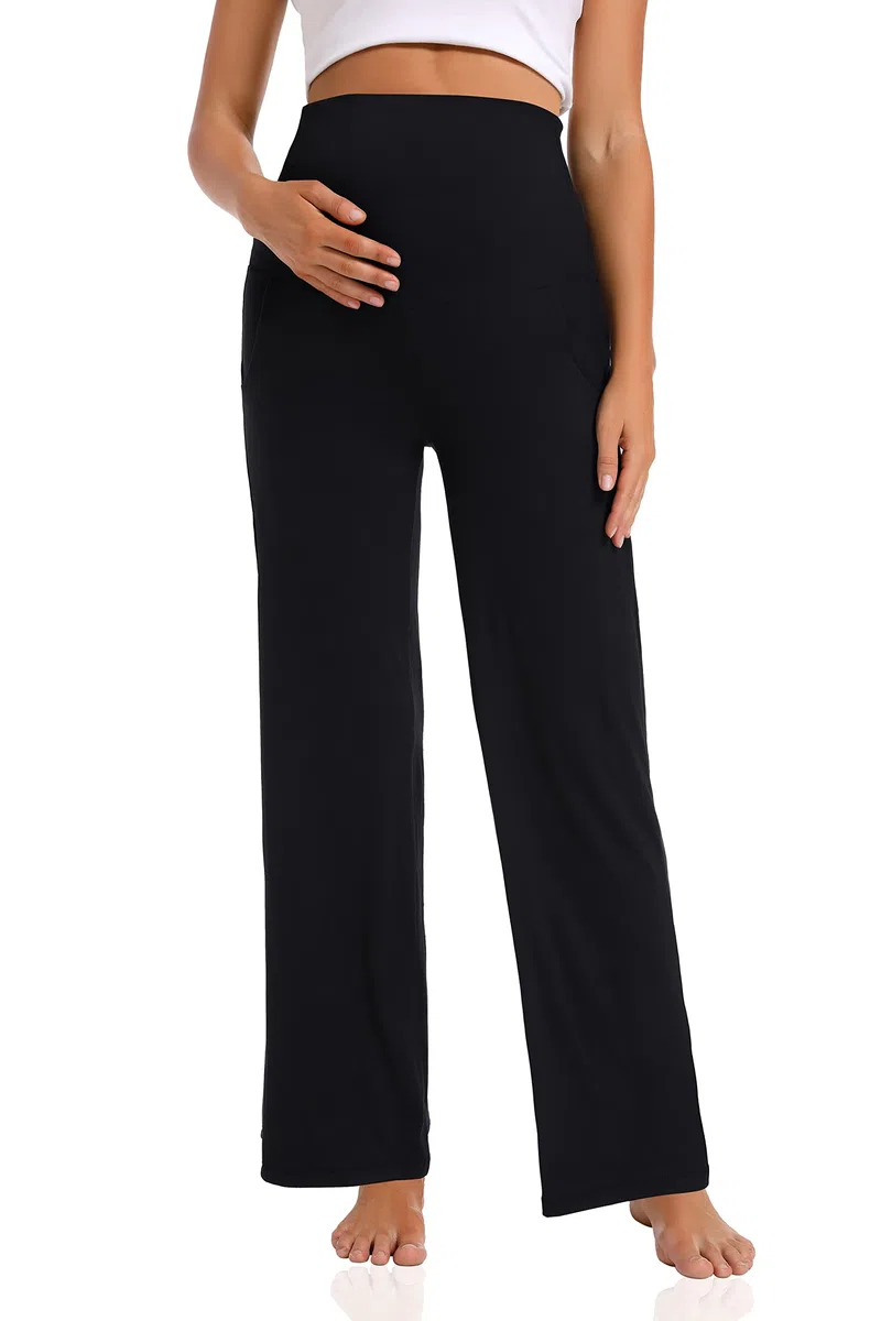 Foucome Pantalon de maternité décontracté ample et confortable avec poches pour femme
