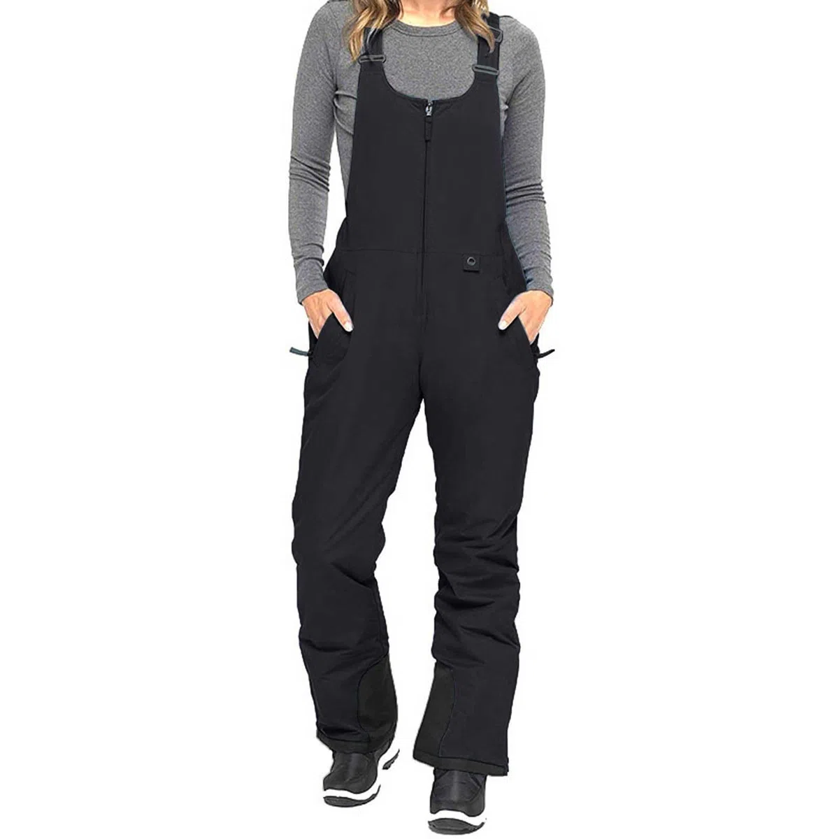 Salopette de ski isolante pour femme - Pantalon de snowboard d'hiver sans manches - Bretelles réglables - Combinaison une épaule pour femme