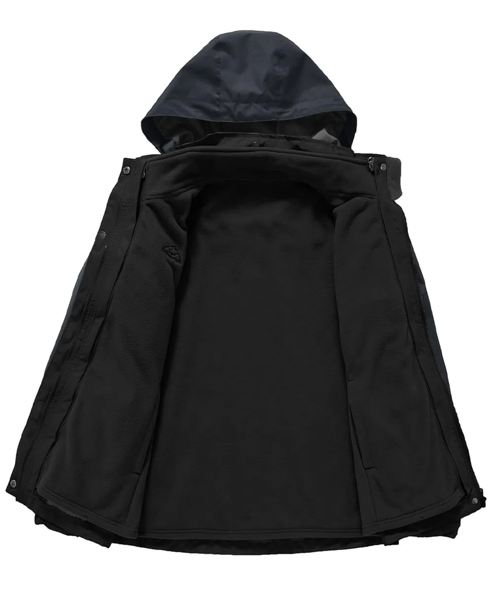 YSENTO Veste de ski 3 en 1 pour femme - En polaire - Imperméable - Coupe-vent - Chaude - Fonction d'extérieur - Softshell - Avec capuche amovible