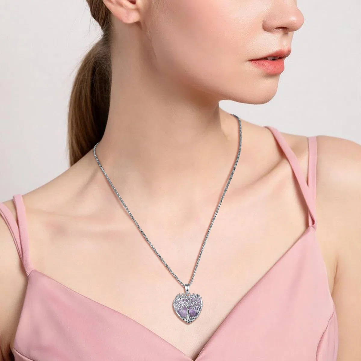 AEONSLOVE Collier Arbre de Vie avec Cristal pour Femme Pendentif Arbre de Vie avec Améthyste Malachite Collier Cristal de Guérison Pendentif Pierre de Lune Obsidienne Bijoux en Turquoise