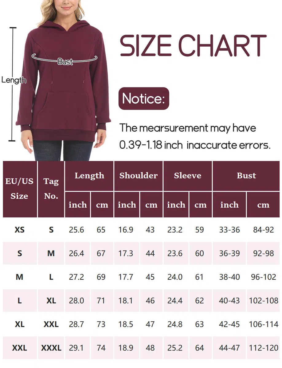 Happy Cherry Sweat Allaitement Femme Enceinte Pull Grossesse à Capuche Haut Automne Hiver