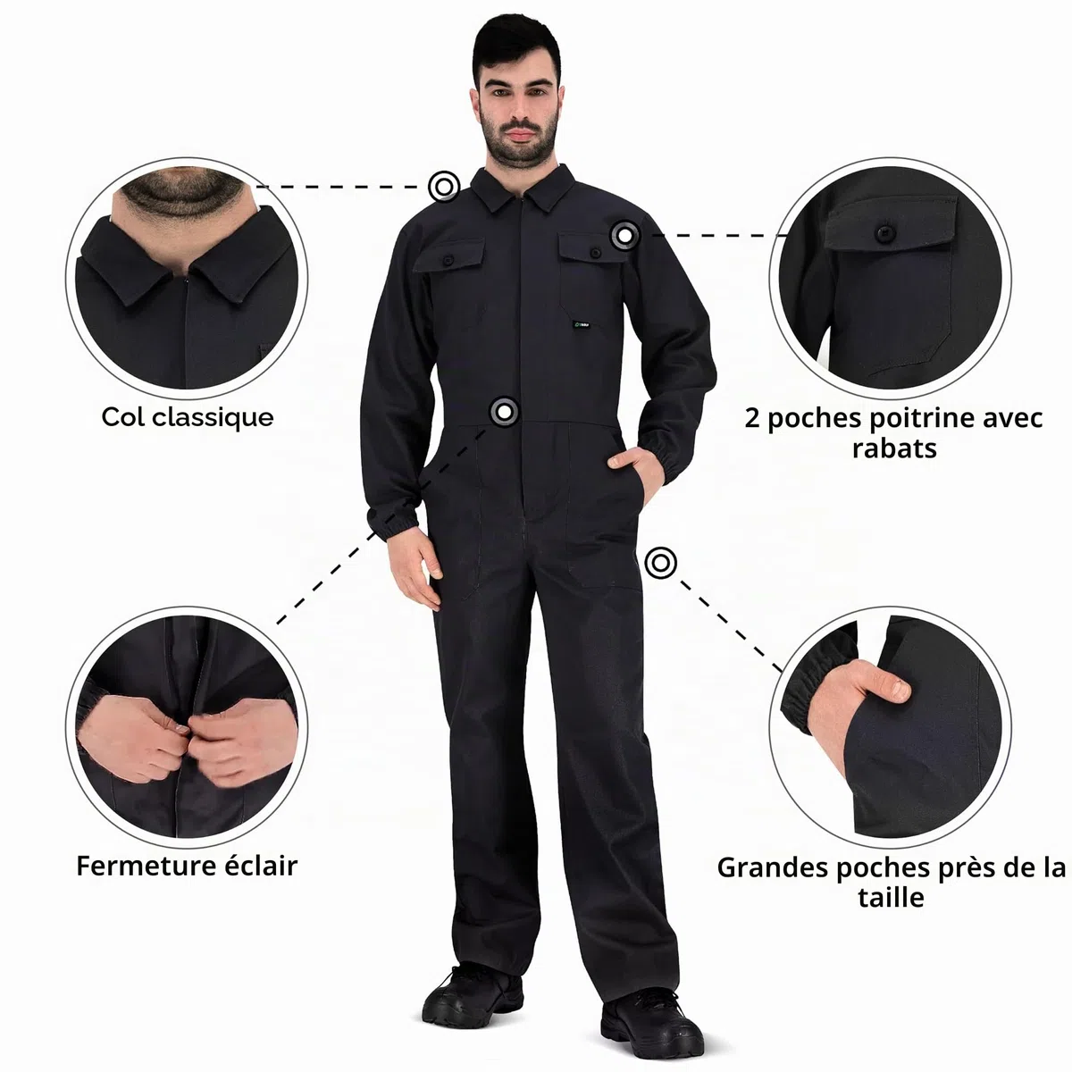 BWOLF ANAX Combinaison Travail Salopette De Travail Homme Bleu de Travail Homme - 100% Coton