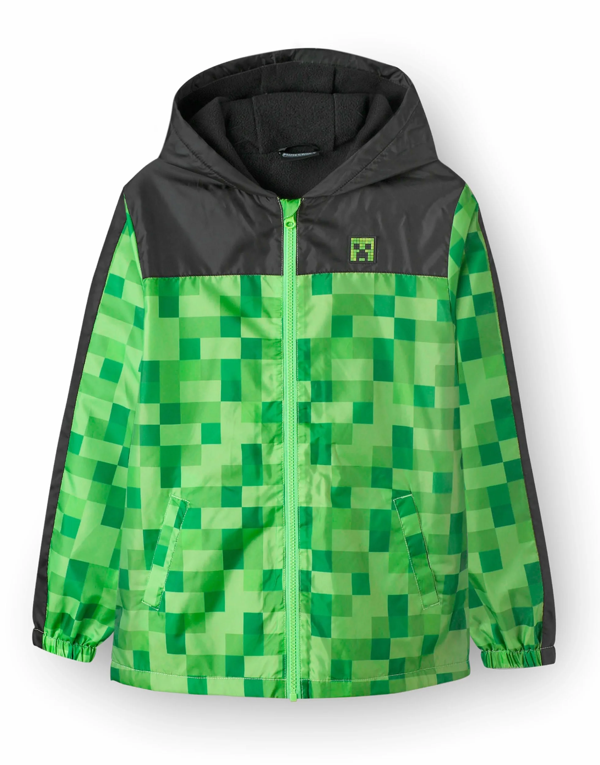 Minecraft garçons Creeper doublé polaire Raincoat Veste à capuche