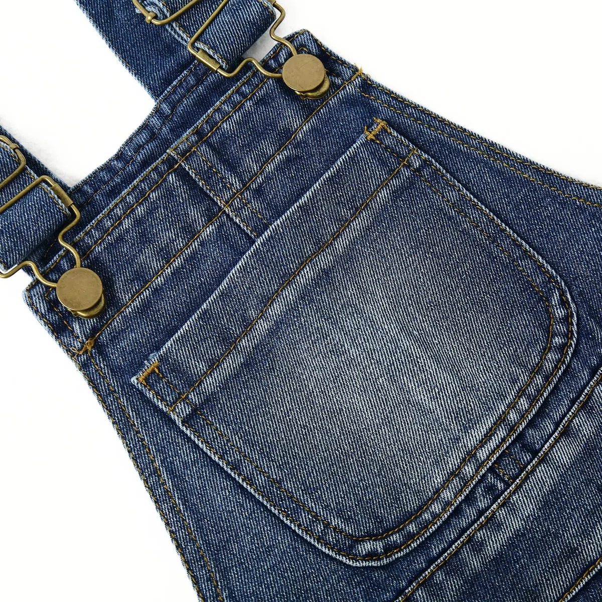 KIDSCOOL SPACE Bébé & Petites Filles/Garçons Big Bib Pocket Stone Washed Ripped Denim Salopette