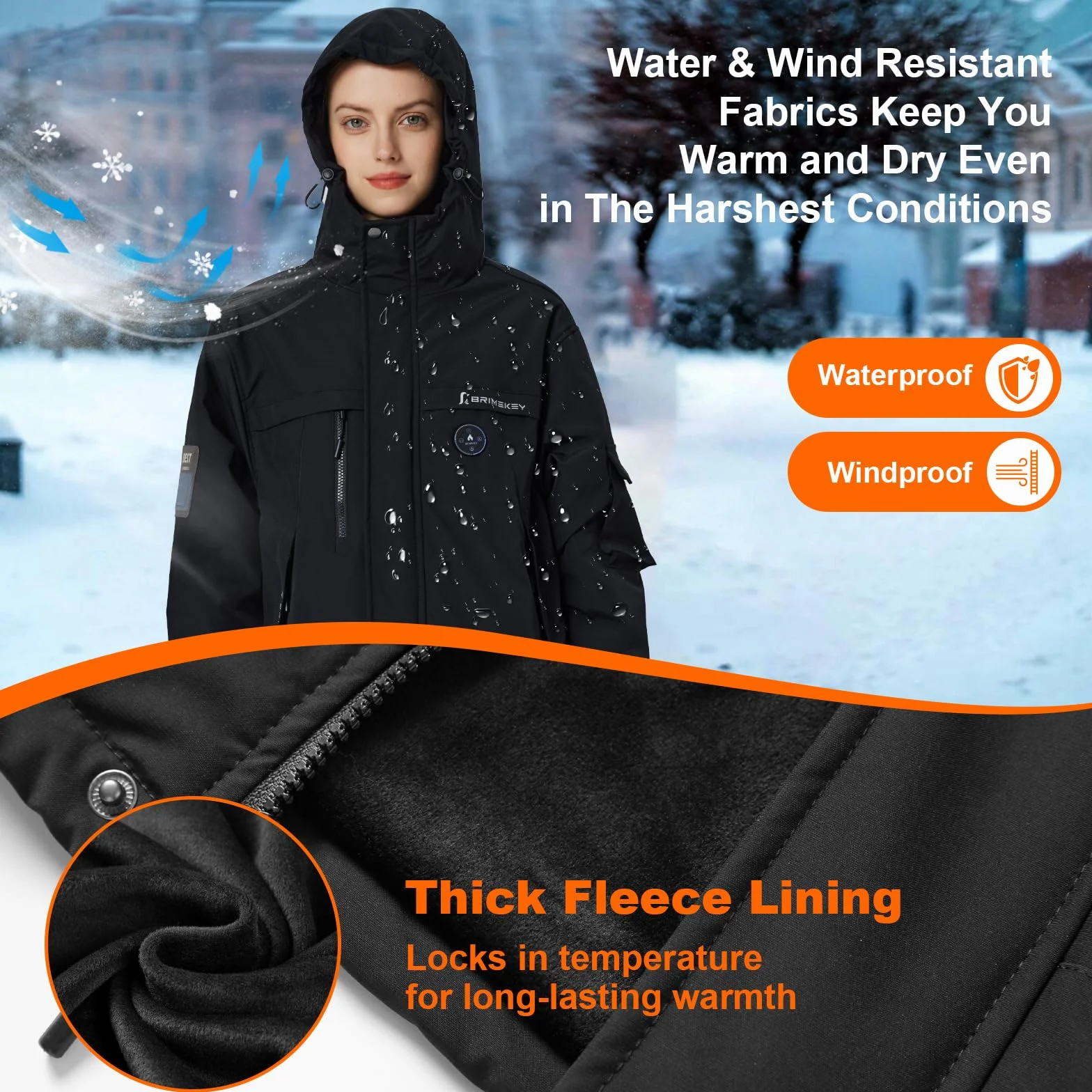 Veste Chauffante Femme avec Batterie 12000mAh, Électrique Vestes de Ski en Polaire Imperméable & Coupe-vent avec 6 Zones de Chaleur, Manteau Chauffant Capuche pour Extérieur Hiver