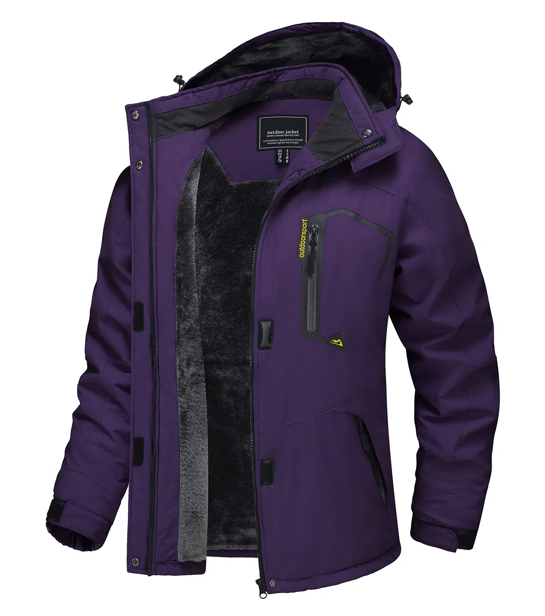 TACVASEN Veste Imperméable Femme Veste en Fleece pour Ski d'Hiver et Randonnée Extérieure avec Capuchon Détachable